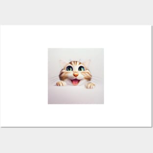 Smiling Cute Tabby Kitten Posters and Art